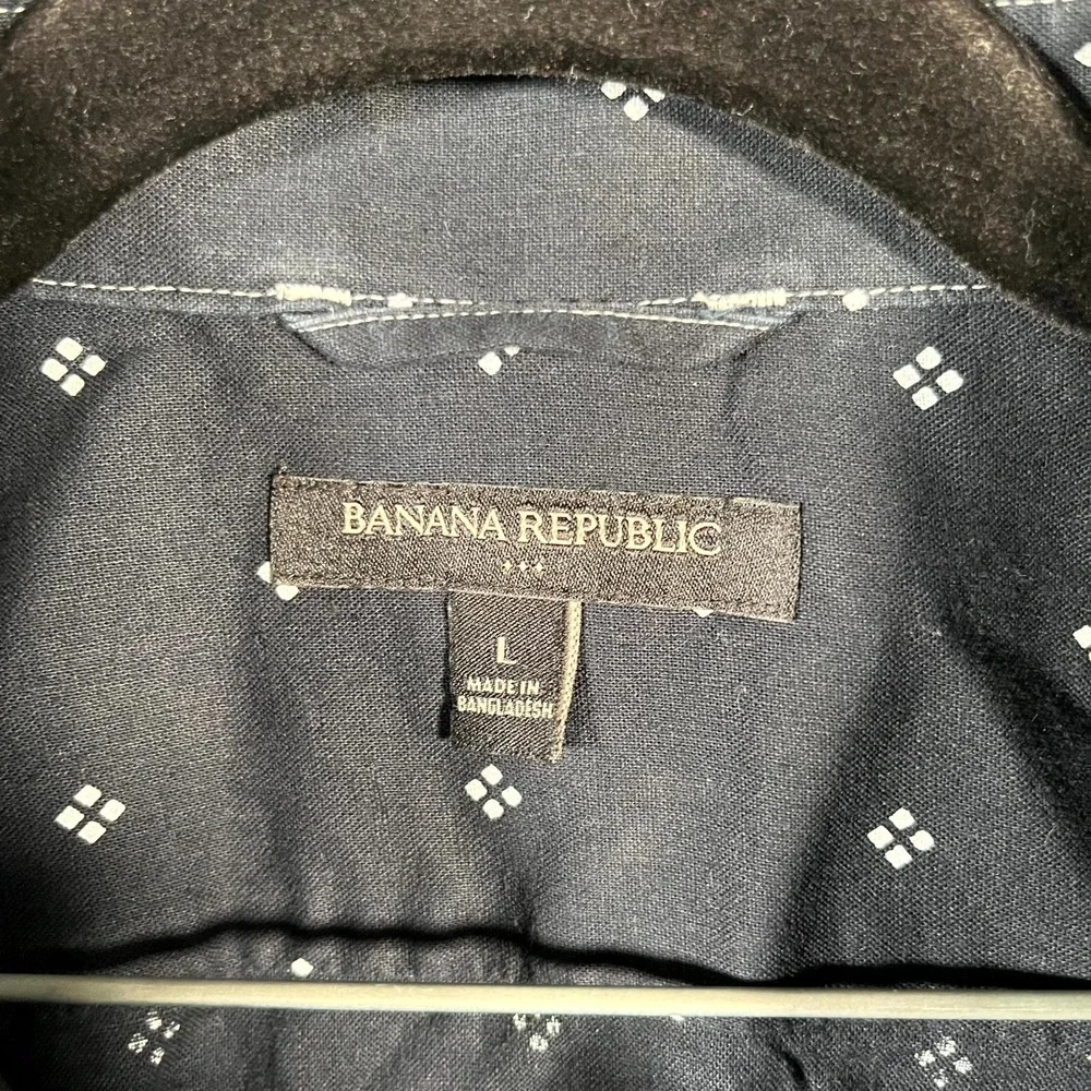 Banana Republic Shirt Mens‎ Large Navy Blue Geometric Print Button Up Streetwear